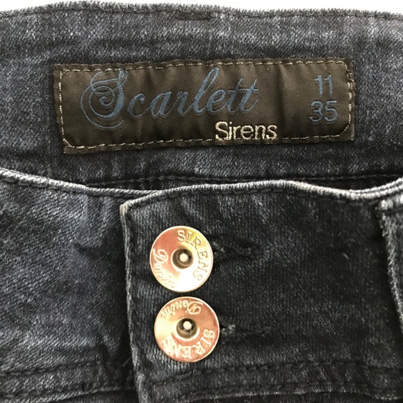 Y2K Scarlett Sirens Double Button Wide Leg Jeans Size 11 - 9/10 Fit Navy Blue - Picture 3 of 7